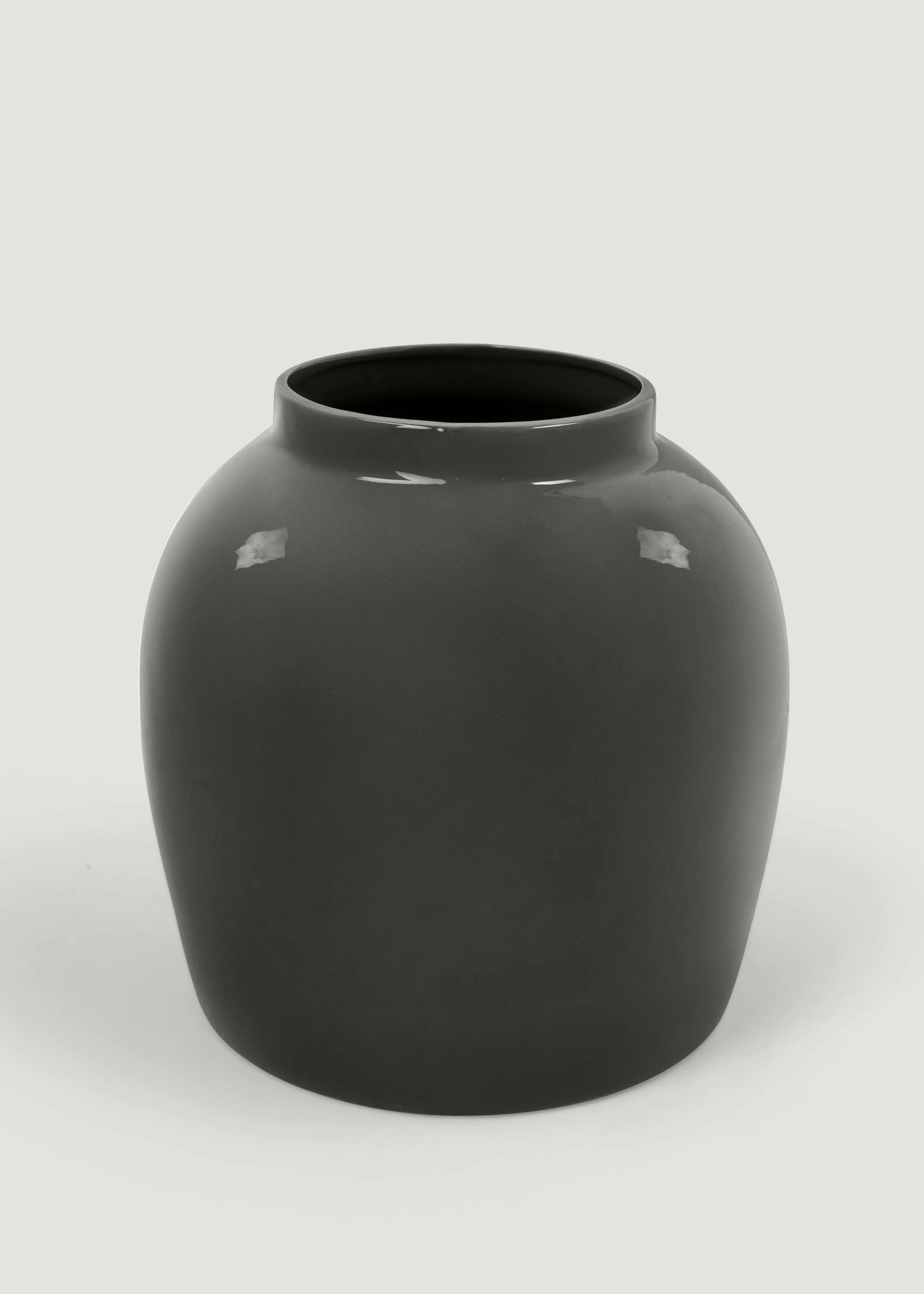 Ceramic Jar Vase in Glossy Smoked Taupe - 11" | Afloral | Afloral
