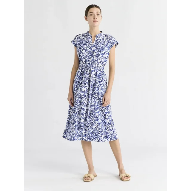 Free Assembly Women's Belted Utility Cotton Midi Shirtdress, Sizes XS-XXL | Walmart (US)