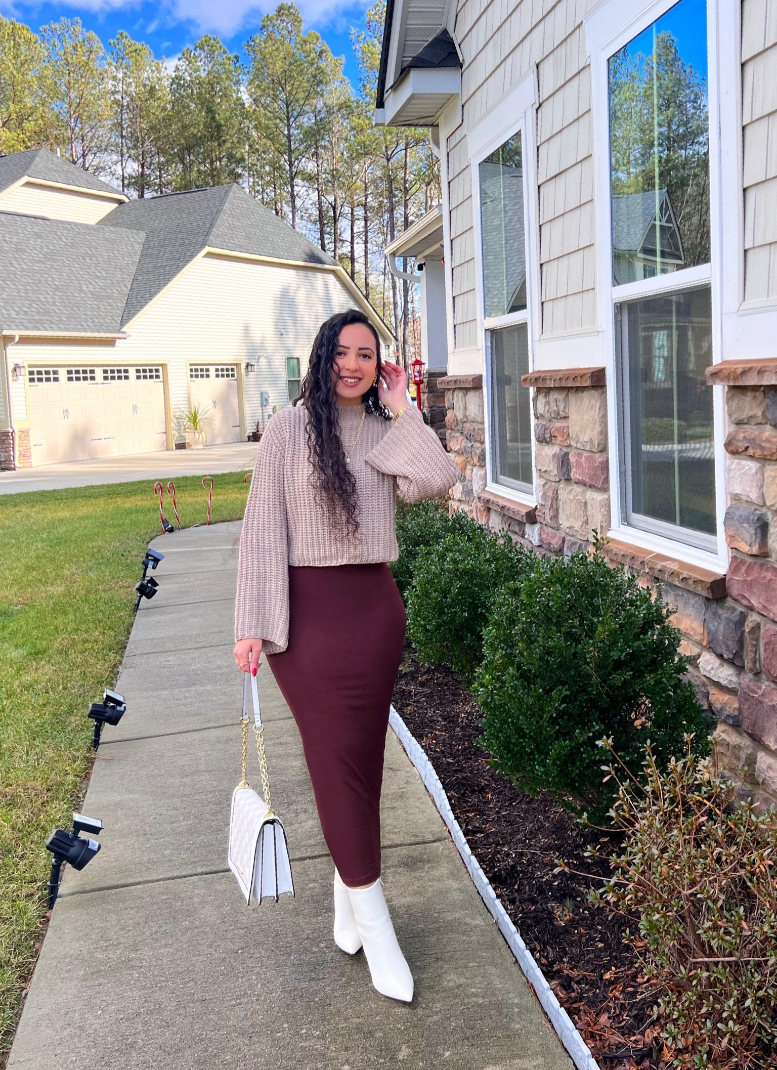 Bringing out the neutrals 🤎
.
Bag: @stevemadden 
Dress: @sheinofficial
Shoes: @stevemadden 
Sweater: @sheinofficial 
Bracelet: @kendrascott 
Necklace: @kendrascott 
Ring: @beautifulearthboutique 
.
Fashion | Beauty | Life | Makeup | Jewelry | Amazon fashion | Amazon storefront | LTK | How to pose | Curly hair | Long hair | Brown hair | Skincare | Steve Madden | Kendra Scott | Beautiful Earth Boutique | SHEIN | Bodycon | Dress | Maxi | Crop sweater | Boots | Heels | Shoulder bag | Red nails

#LTKshoecrush #LTKstyletip #LTKitbag