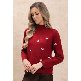 Dainty Heart Metallic Thread Knit Sweater | Chicwish