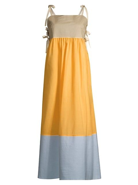Colorblock Tie-Shoulder Maxi Dress | Saks Fifth Avenue
