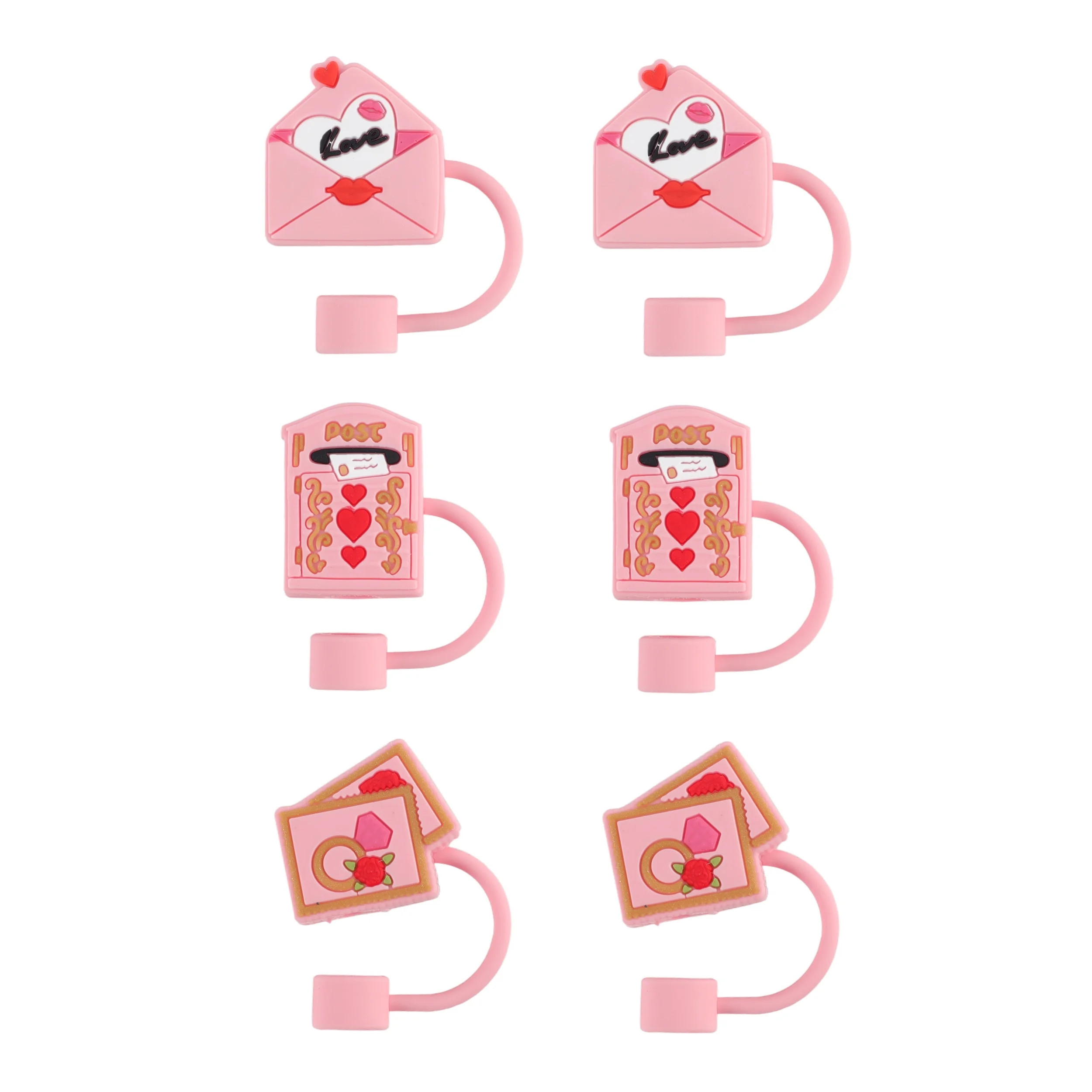 Cook with Color 6 Piece Silicone Valentine’s Day Straw Topper Set, Reusable Straw Covers for St... | Walmart (US)