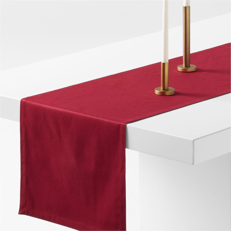 Aspen 90" Luminous Red Organic Cotton Table Runner + Reviews | Crate & Barrel | Crate & Barrel