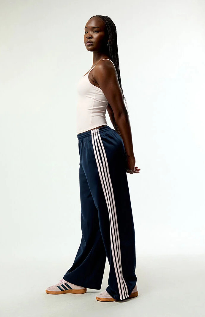 Women's Soccer Striped Baggy Track Pants in Navy - Size 2XL | PacSun