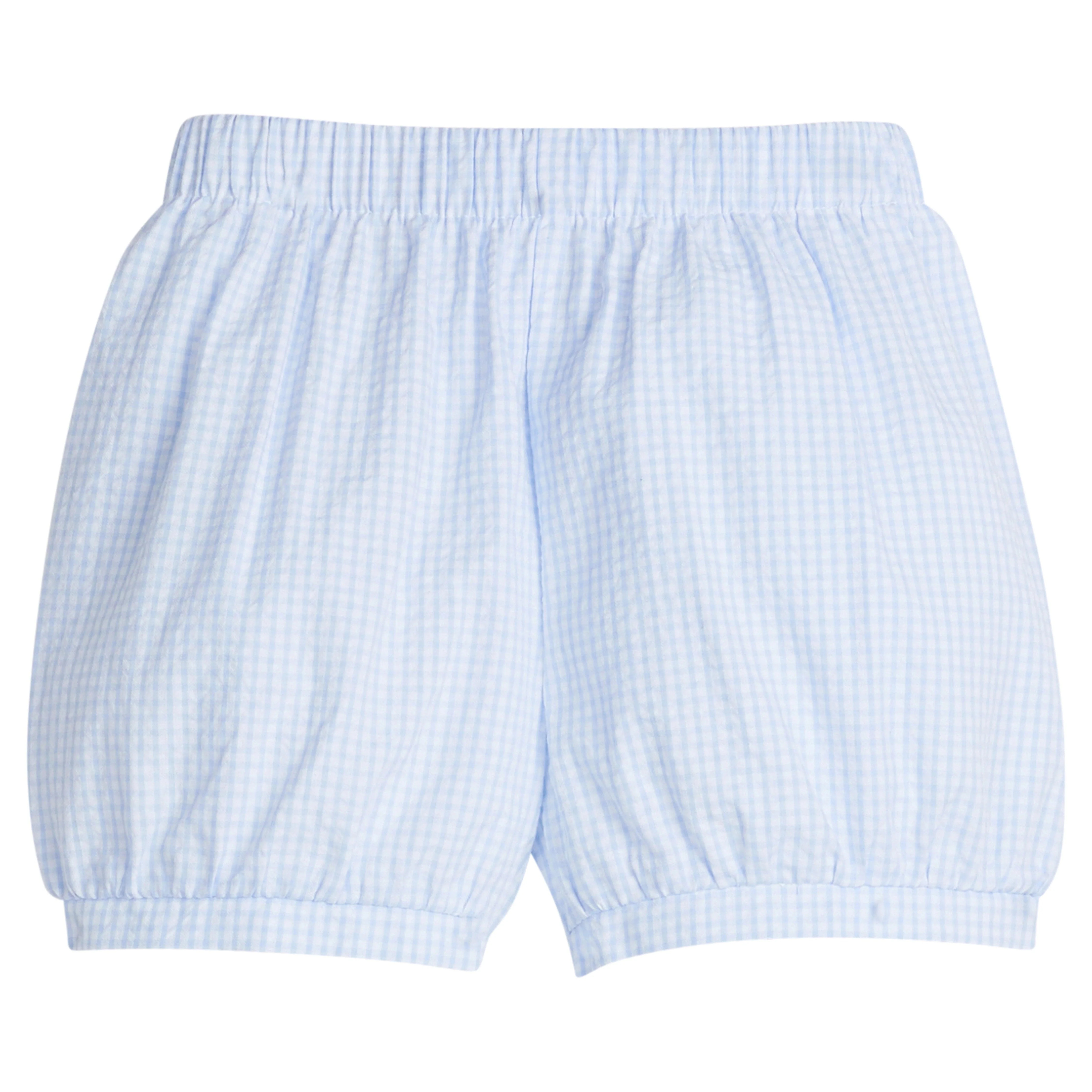Boys Light Blue Gingham Seersucker Banded Shorts | Little English