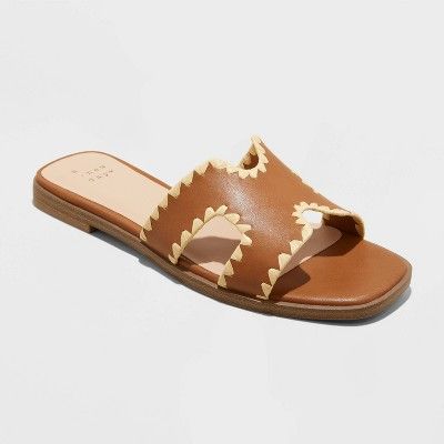 Women's Helena Whipstitch Slide Sandals - A New Day™ Tan 7.5 | Target