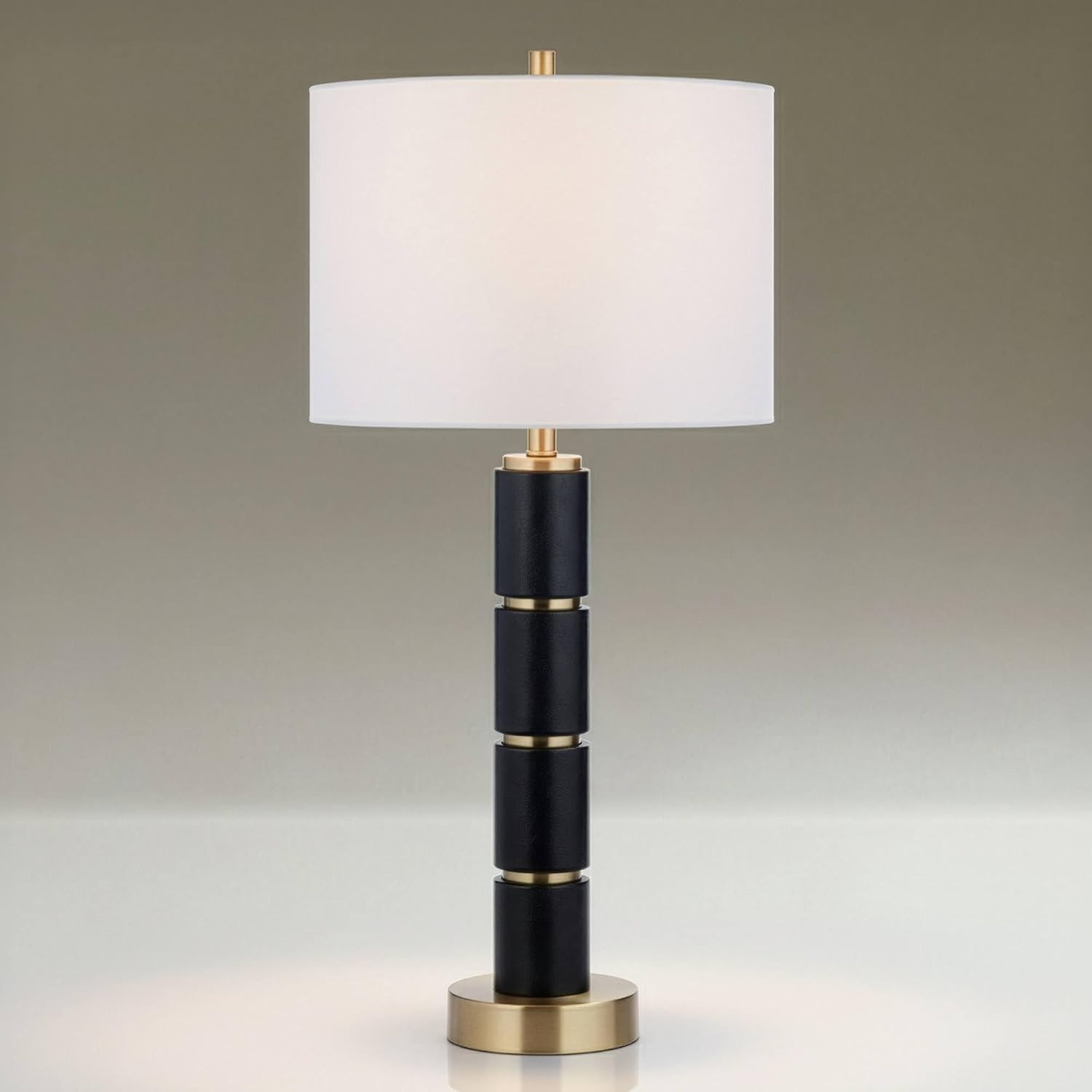 Rainier 30 1/2" Large Table Lamp Black Faux Leather Skinny Column | Amazon (US)