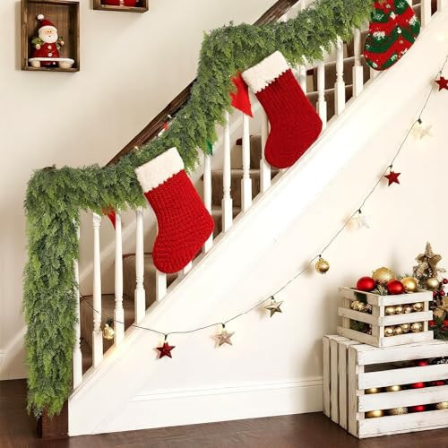 Lifelike Touch Artificial Christmas Cedar Garland for Stairs (16FT 1PCS) | Amazon (US)