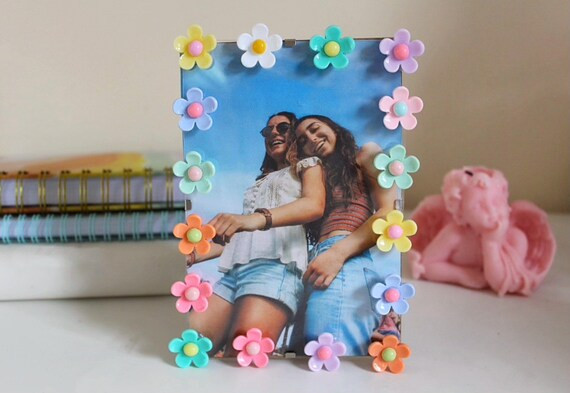 Flower Photo Frame Print Frame 4x6 Colourful handmade Picture Decor Art home dorm room decoration... | Etsy (US)
