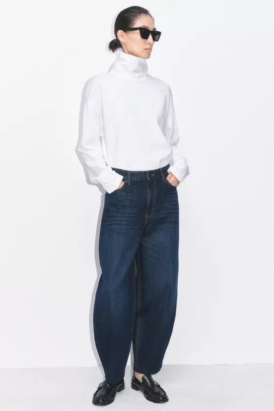 ZW COLLECTION HIGH-WAIST BARREL JEANS | Zara US