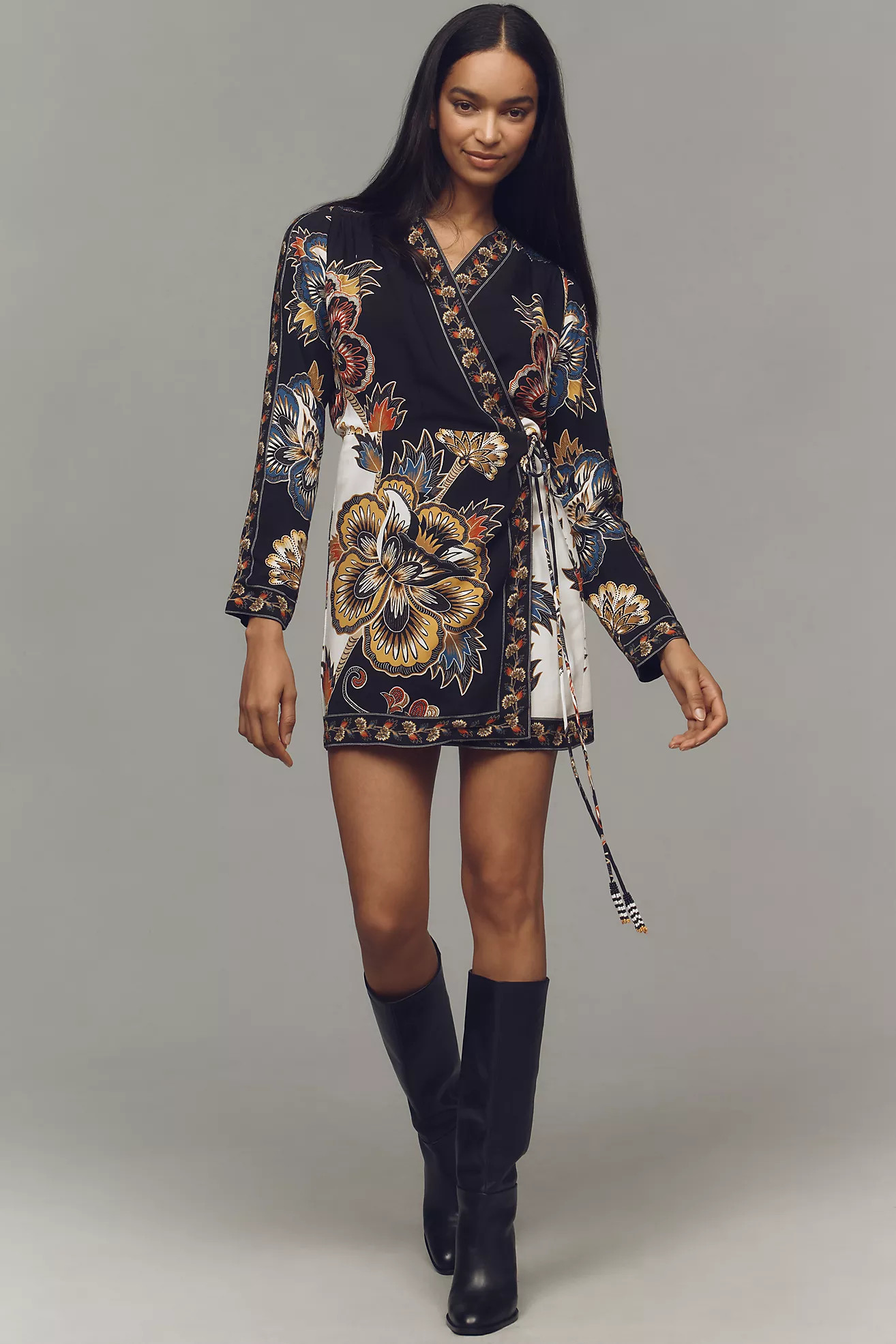 Farm Rio Floral Wrap Mini Dress | Anthropologie (US)