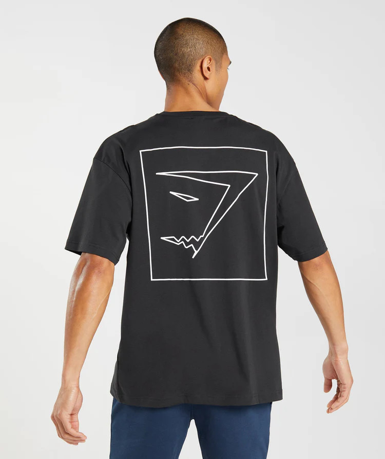 Gymshark Outline Oversized T-Shirt - Black | Gymshark (Global)