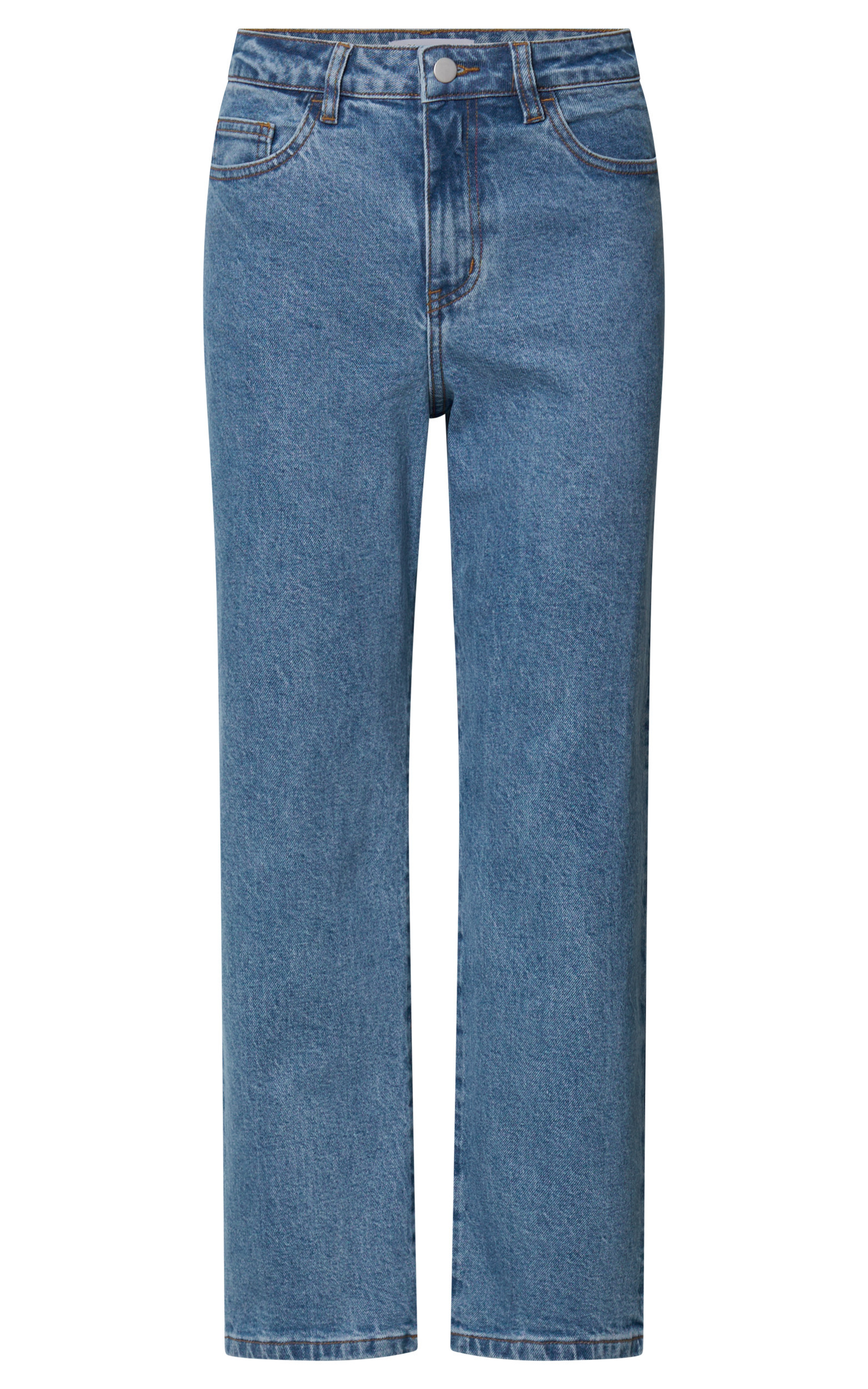 Chandler Jeans - High Waisted Crop Straight Jeans in Mid Blue Wash | Showpo (US, UK &amp; Europe)