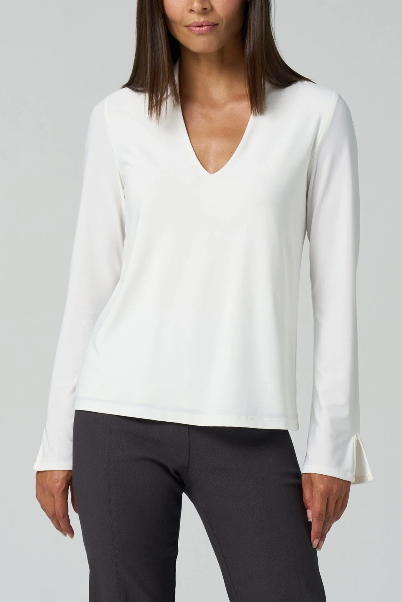Essential Long Sleeve Shirt for Women | V-Neck | Franne Golde | Franne Golde