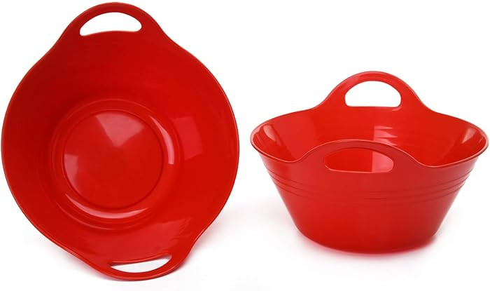 Mintra Home Plastic Bowls with Handles (1.8L Medium 2pk, Red) | Amazon (US)