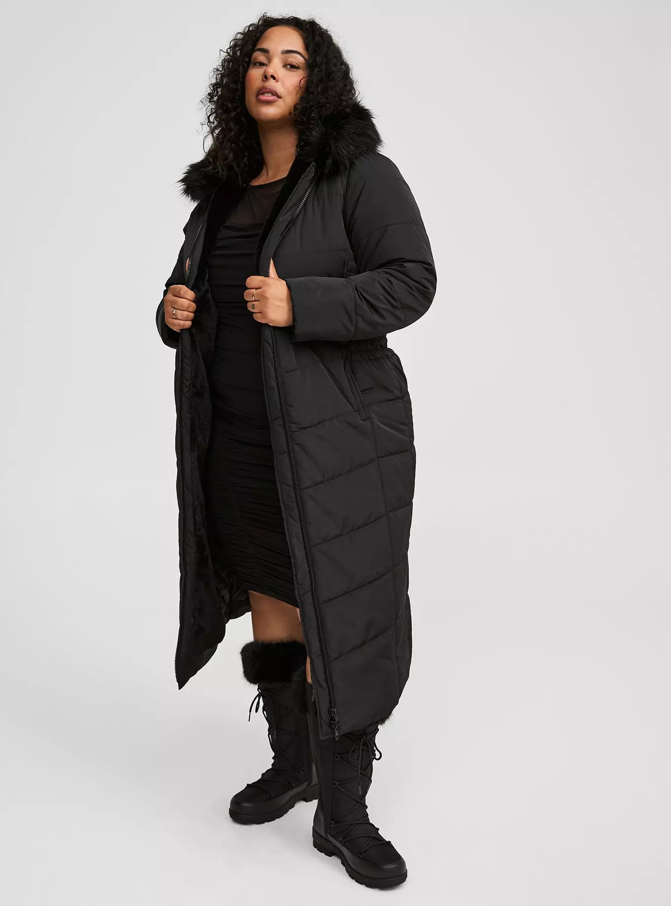 Nylon Maxi Fit & Flare Puffer | Torrid (US & Canada)