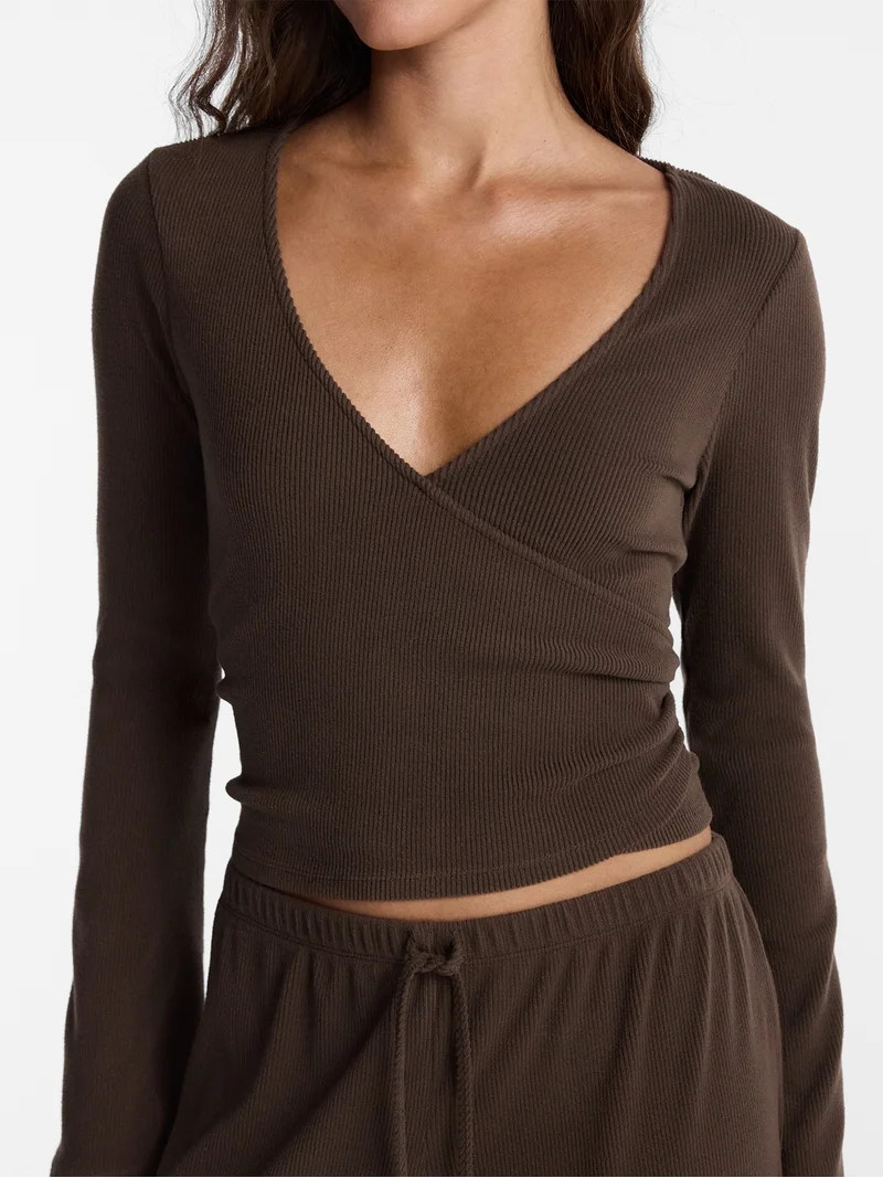 No Boundaries Ribbed Ballet Top and Flare Pants Set, 2 Piece, Women's XXS-XXL | Walmart (US)