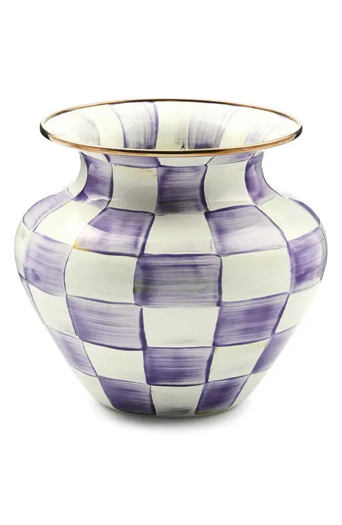 MACKENZIE CHILDS Violet Check Large Enameled Steel Vase at Nordstrom | Nordstrom