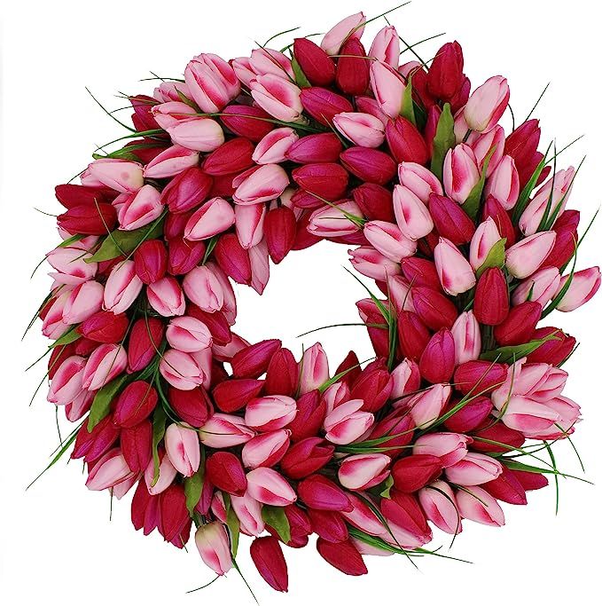 The Wreath Depot Pink Medley Tulip Wreath, 19 inch | Amazon (US)