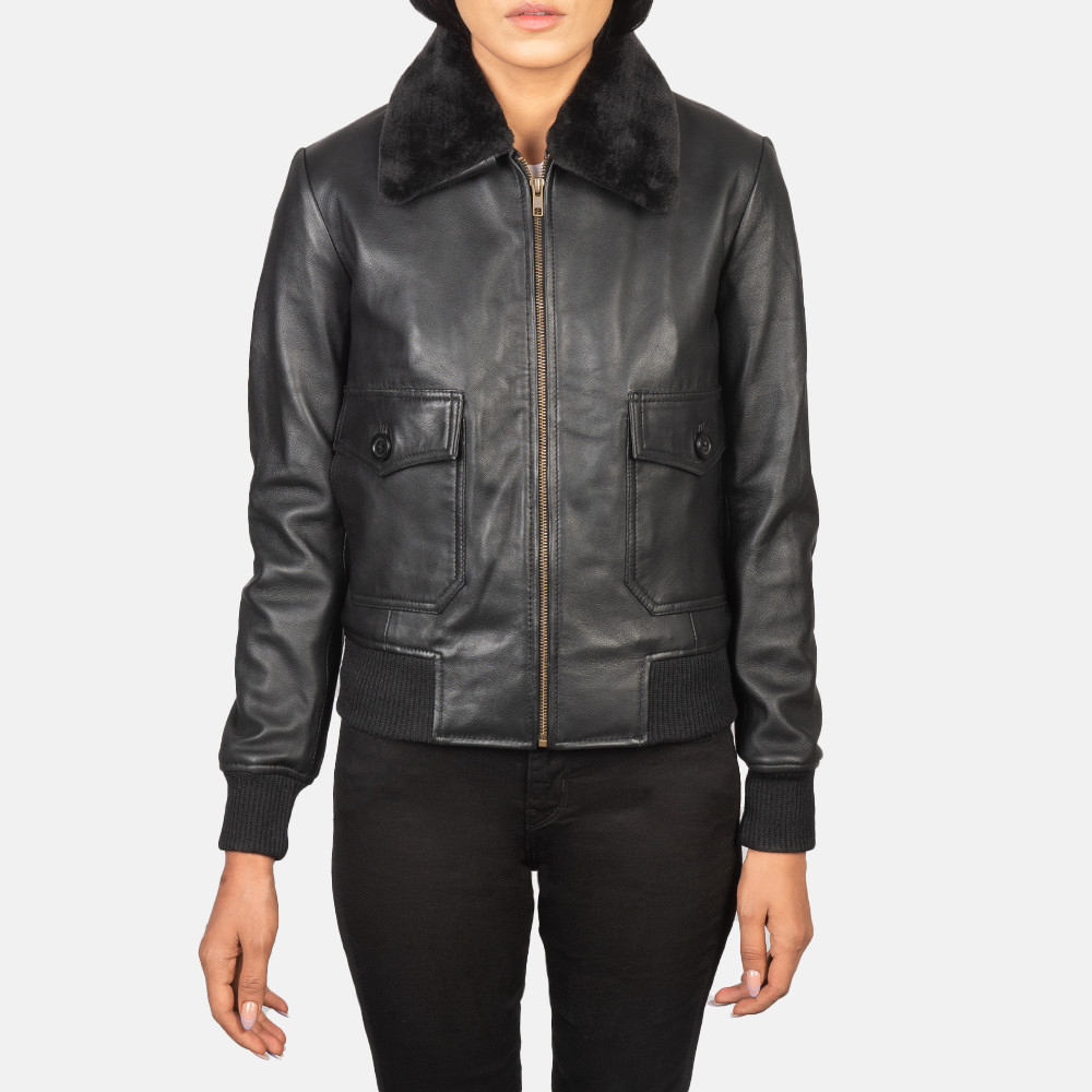 Stella G-1 Black Leather Bomber Jacket | The Jacket Maker