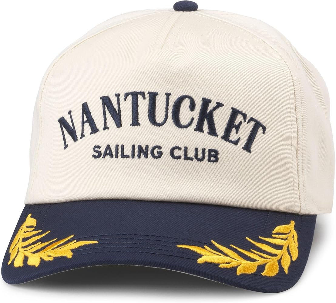 AMERICAN NEEDLE Nantucket Club Captain Adjustable Snapback Baseball Hat, Ivory/Navy (24002A-NANTU... | Amazon (US)