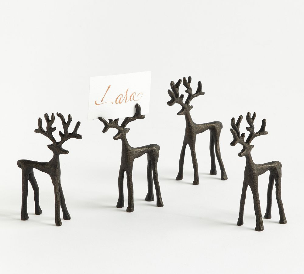 Bronze Sculpted Reindeer Place Card Holders, Set of 4 | Pottery Barn (US)