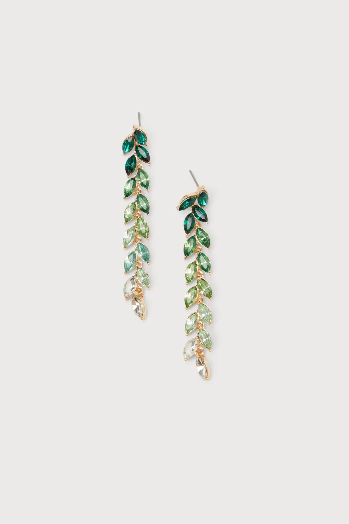 Fabulous Growth Green Ombre Rhinestone Leaf Drop Earrings | Lulus (US)