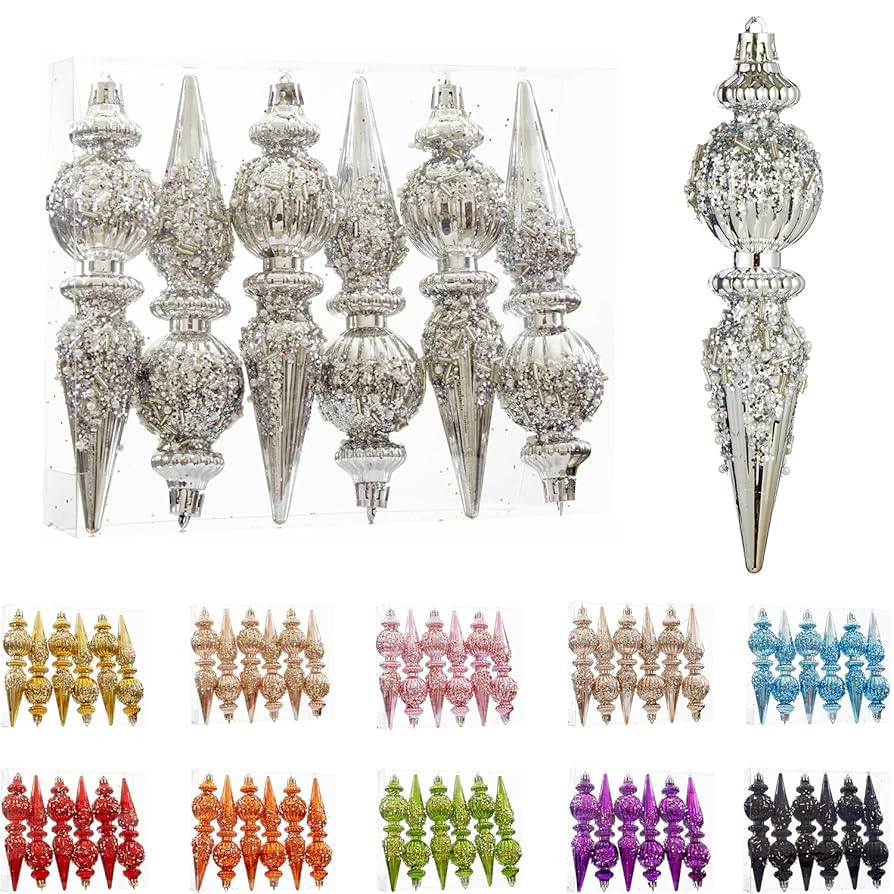 Silver Christmas Ornaments Set,6 Pack Plastic Shatterproof Christmas Ball Hanging Ornaments for X... | Amazon (US)