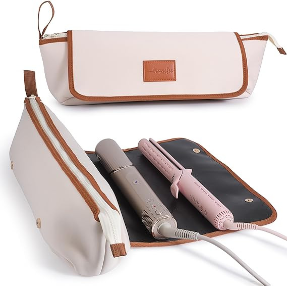 Hair Tools Travel Bag with Heat Resistant Mat, Large Hot Tool Organizer Bag, Curling Iron/Flat Ir... | Amazon (US)