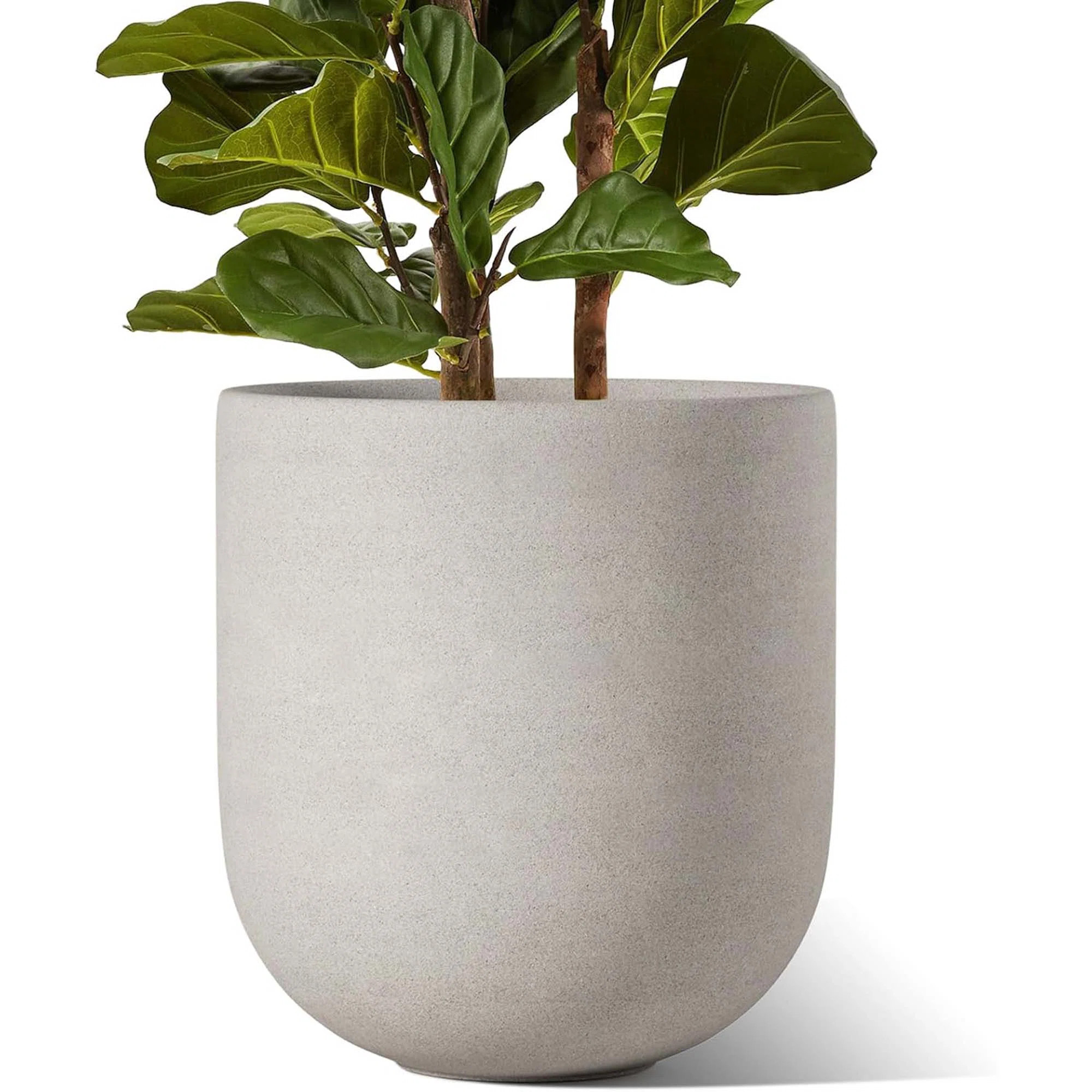 12 Inch Ceramic Planter Pot For Indoor Plants With Drainage Hole And Rubber Plug, Grey | Wayfair North America