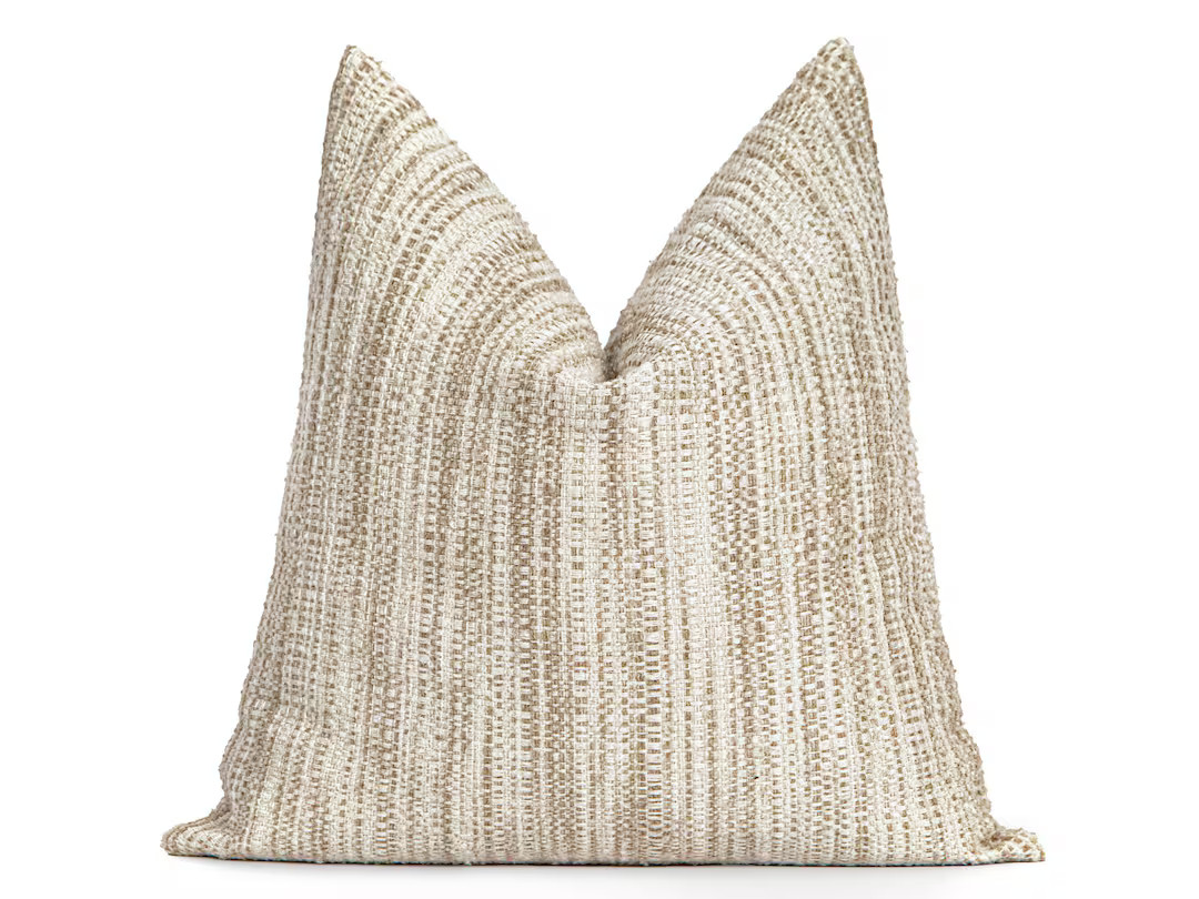 Boho Wheat Throw Pillow Cover | Woven Textured Beige Pillow, We Pay Duty for USA - Etsy UK | Etsy (US)