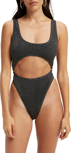 Good American Always Fits Metallic Cutout One-Piece Swimsuit | Nordstrom | Nordstrom