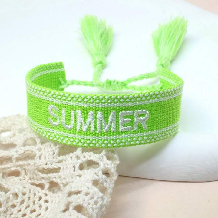 1pc Embroidered "SUMMER" Handmade Woven Bracelet, Suitable As Gift For Family, Friends, Students,... | SHEIN