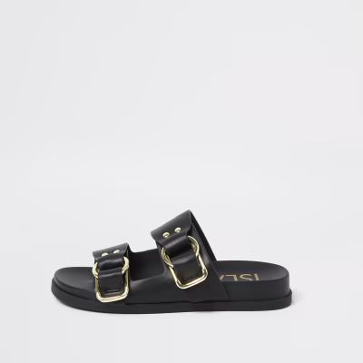 Black double strap flat sandals | River Island (UK & IE)