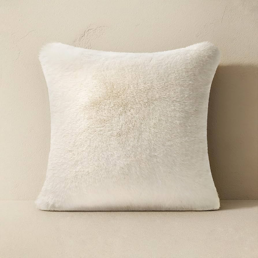 EverGrace Faux Chinchilla Fur Throw Pillow Cover, 20"x20", Arctic White | Amazon (US)