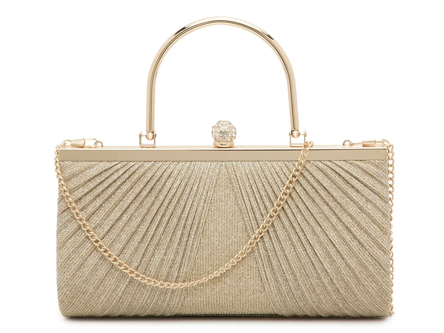 Kelly & Katie Glitter Pleat Clutch | Women's | Champagne Metallic | Size Not Applicable | Handbags | Clutch | DSW