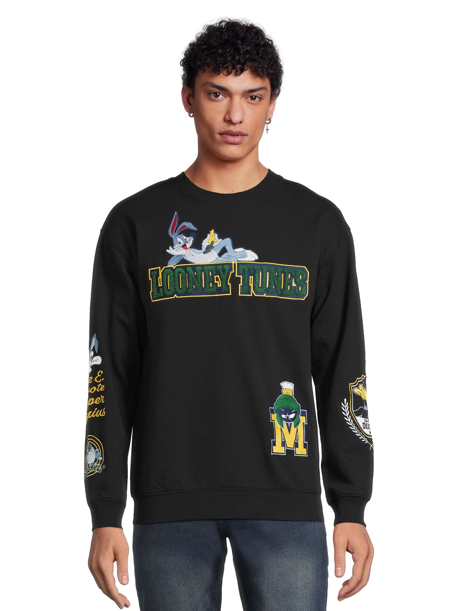 Looney Tunes Men's & Big Men’s Multi-Hit Sweatshirt with Chenille Patches & Embroidery, Sizes S... | Walmart (US)