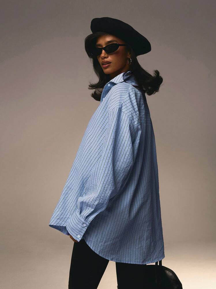 Blue button down | SHEIN