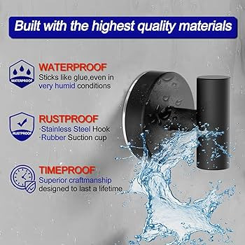 Bntuk Suction Cup Hooks, Removable Shower Hooks for Inside Shower \u2013 Towel Hooks for Bathroom... | Amazon (US)