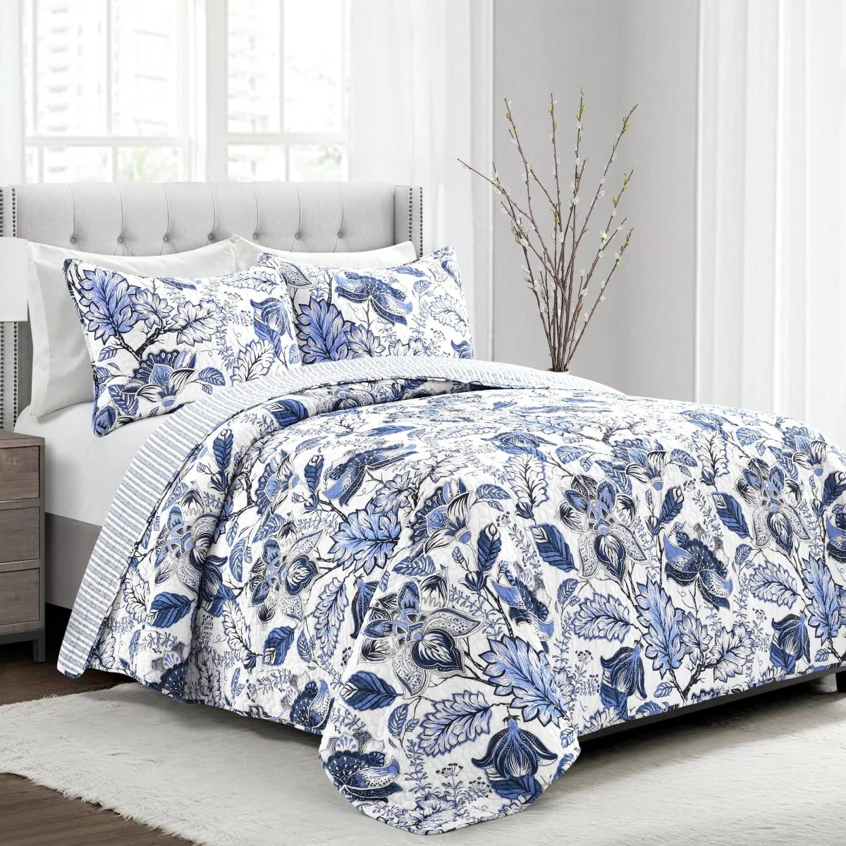 Cynthia Jacobean 3 Piece Quilt Set | Lush Decor