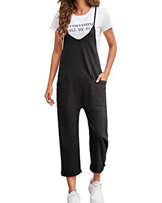 AUTOMET Jumpsuits for Women Casual Summer Rompers Sleeveless Loose Spaghetti Strap Baggy Overalls... | Amazon (US)