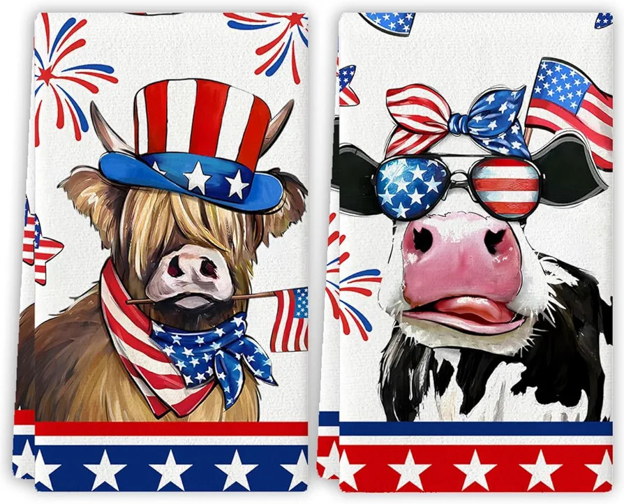 Memorial Day Dish Towels 4th of July Kitchen Towels Thank You Veterans Decor Farmhouse Patriotic ... | Amazon (US)