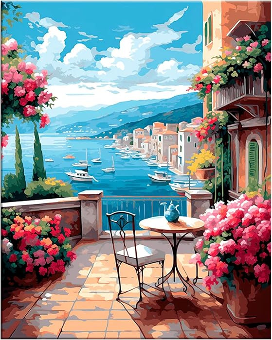 Number Artist Blue Sky Harbor Paint by Numbers Kit for Adults Beginner \u2013 DIY Acrylic Paintin... | Amazon (US)