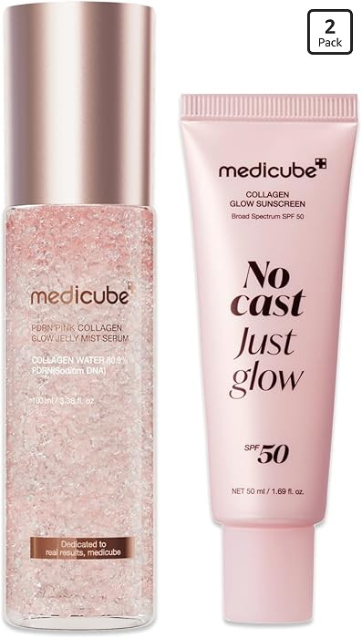 medicube PDRN Sun Care & Glow Duo: Pink PDRN Collagen Jelly Mist Serum and Collagen Sunscreen | S... | Amazon (US)