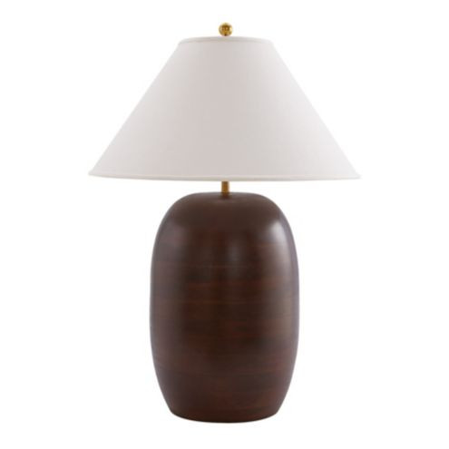 Abel Wood Vase Table Lamp Base with White Conical Shade | Ballard Designs, Inc.