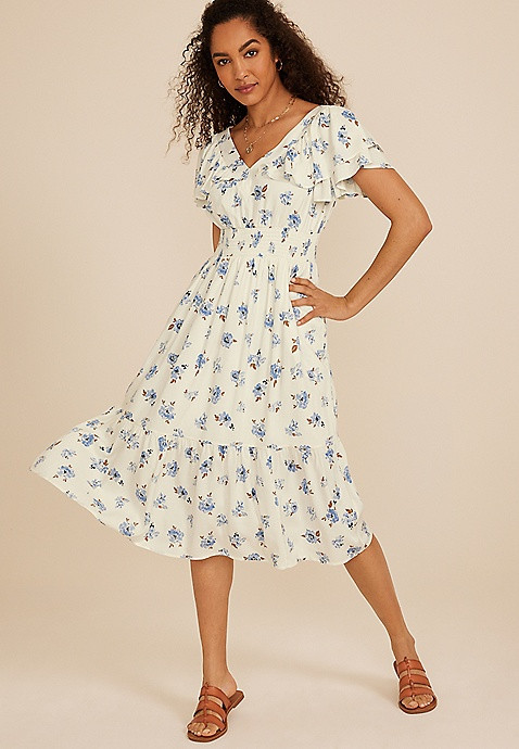 Flutter Smocked Midi Dress | Maurices
