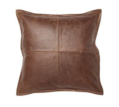Pieced Leather Pillow Cover, 20"", Whiskey | Pottery Barn (US)