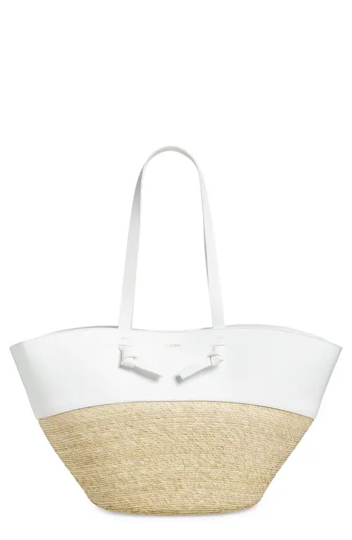 Altuzarra Large Knot Straw & Leather Tote in Optic White at Nordstrom | Nordstrom