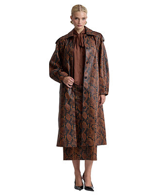 Women's Button-Front Spread Collar Maxi Coat | Macy's
