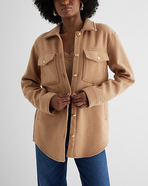 Tweed Novelty Button Oversized Shacket | Express